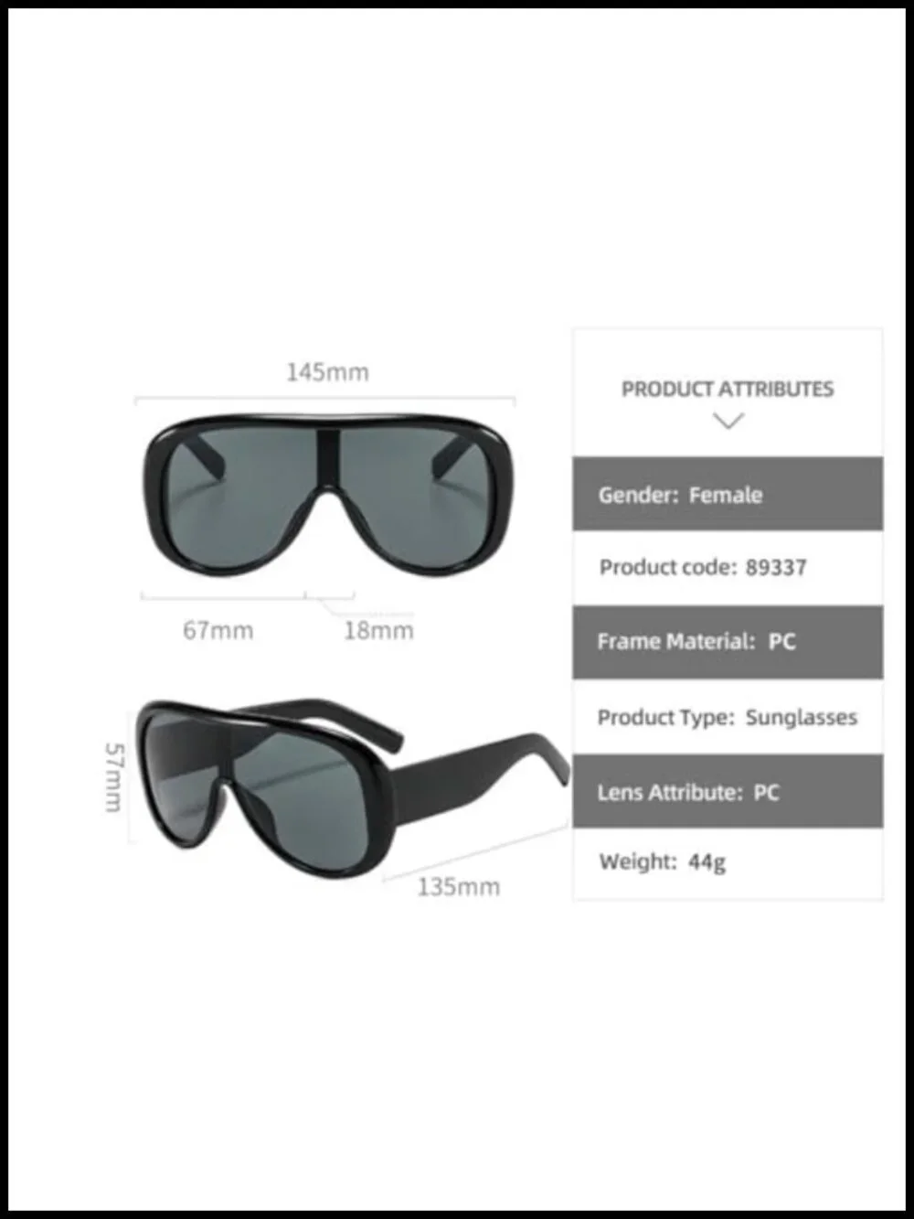 Oversized Large-Frame Sunglasses with UV400 Protection